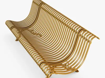 Bench v 1 golden metal 3D model