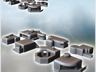 Set of seven military bunkers with different configurations 6 -  3D print model