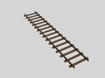 Railroad Track - Broad Gauge - Tileable Low-poly 3D model