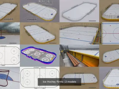 Ice Hockey Rinks 3D Model Pack