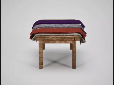 Medieval Market Table with Fabrics 2 Low-poly 3D model