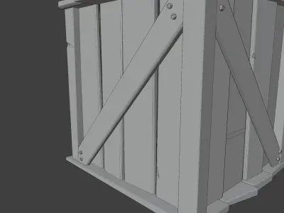 Stylized wooden box  low poly Low-poly 3D model