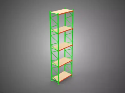 VERTICAL UPRIGHT TOWER WOOD STEEL METAL SHELVING STORAGE RACK UP 3D model