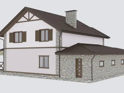 Residential house half-timbered 3D model