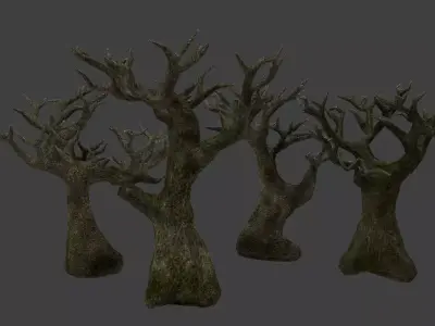 Low poly pbr spooky trees Low-poly 3D model