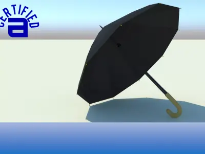 UMBRELLA with gold handle 3D model