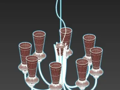 evoluce-rammo-sle112403-08 chandelier with clear glass shades 3D model