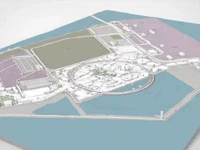 Island Yumeshima Osaka Bay Japan 3D model