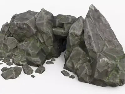 Rocks Pack 1 - Grey Jagged Stone Low-poly 3D model