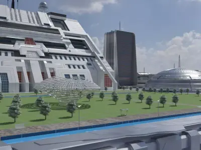 Futuristic Platform City  Modular Sci-Fi 3D model