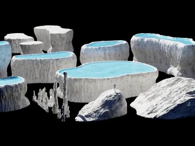 Travertine Terrace Pools - 3D Modular Asset Pack 3D model