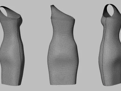 Dress 19 Very Light Blue With Design Low-poly 3D model