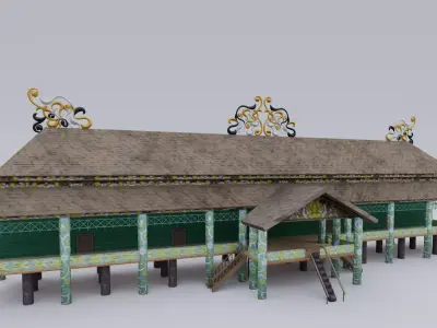 Traditional Houses Rumah Lamin Low-poly 3D model