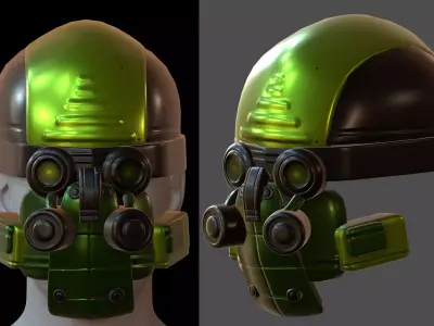 Gas mask helmet 3d model scifi Low-poly  3D model 2