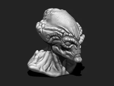 Alien Bust 4 - Sci-Fi 3D Model STL Download 3D print model