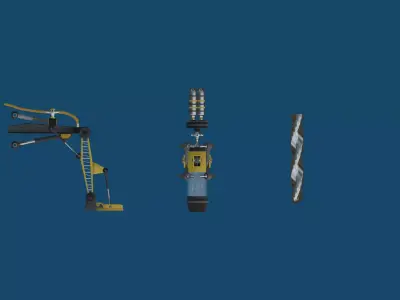 Sci fi Mining Drill  Low-poly 3D model