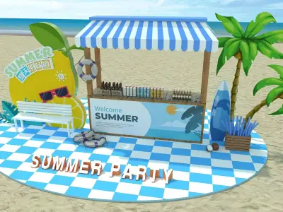 Beach leisure 3D model purchase