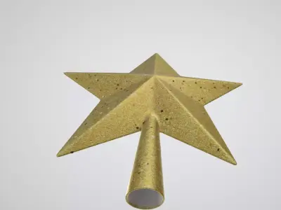 Gold star for tree Low-poly 3D model