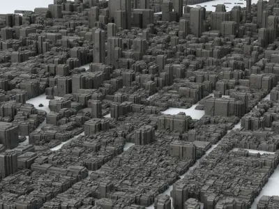 Sci-Fi Manhattan Buildings 3D model