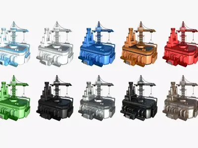 10 SciFi Factory A Collection - Sci Fi Exterior Design 3D Model Pack