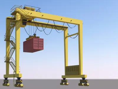 Container RTG Gantry seaport crane 3D model
