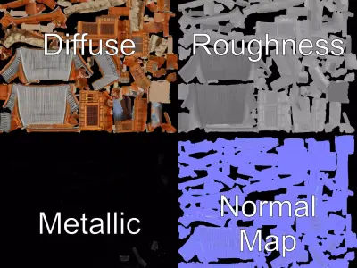 Wooden Pagoda Architecture model pack Low-poly 3D model