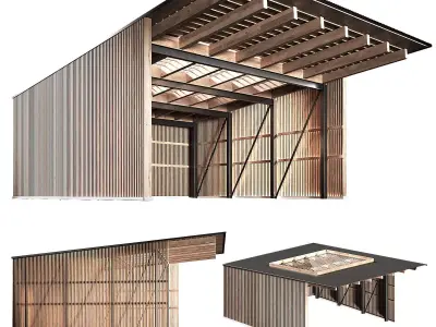 Lounge building Wooden Covered terrace 3D model