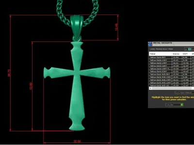 Light Gold 18K Cross Pendant 1CP057 3D print model