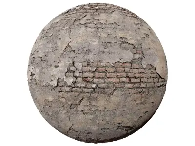 Old Damaged Brick Wall PBR  Texture