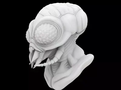 Insectoid Alien Bust 3D Print Model 3D print model