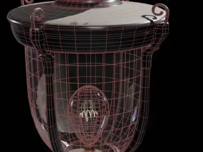 Lamp post number 3 and Bulb 3D model