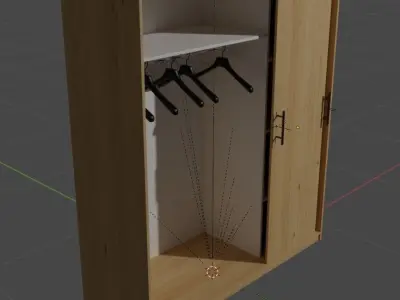 Clothing Wardrobe with sliding doors Low-poly 3D model