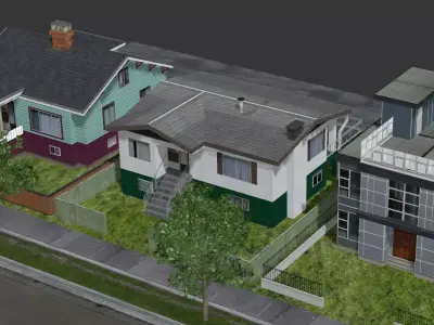 Low Poly Urban City House set Low-poly 3D model