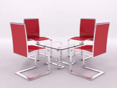 Modern Chair Set with Lighting and Studio Setup 3D model