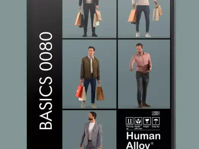 Set of 3D men shopping 3D model
