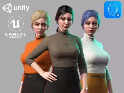 Streetwear Girl 1-13 - Street Wear Girls Pack Game-Ready Low-poly 3D model