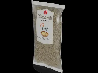 Penne fusilli macaroni vermicelli shells and shapes Vermicell... 3D model