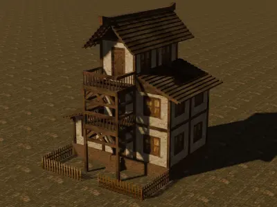 Medieval house eleven 14 Low-poly 3D model