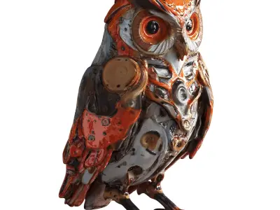 Robot Owl Low-poly 3D model