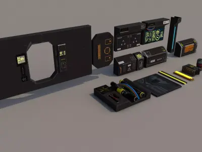 Sci-Fi Modular Corridor Low-poly 3D model