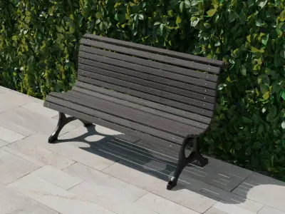 Wooden Bench Low-poly 3D model