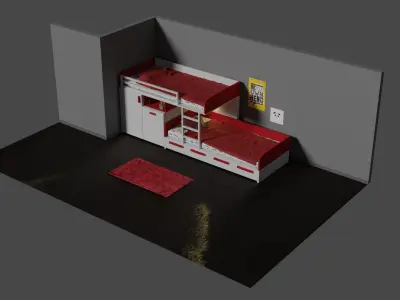 Modern Bunk Bed 3D model