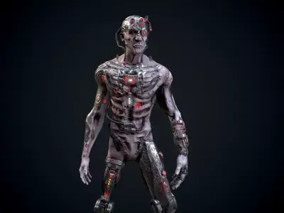 Cyber mutant Low-poly 3D model