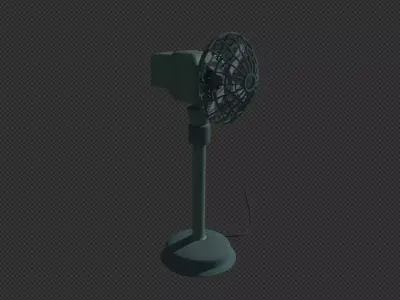 Standing Rotating Cooling Fan with animations Low-poly 3D model