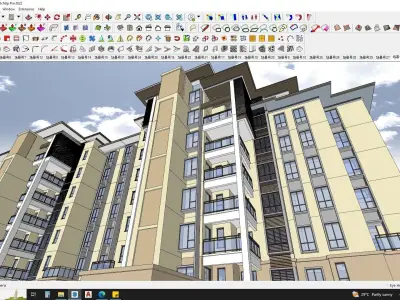16 APARTMENT BUILDINGS AROUND LANDSCAPE 3D MODEL 3D model