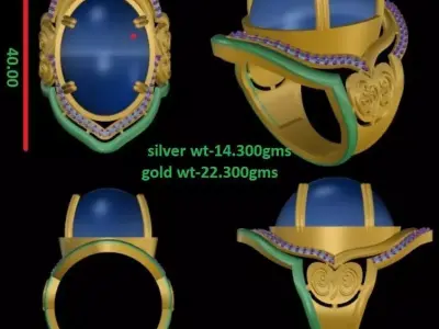 OVAL SHAPE RUBY RING 3D print model