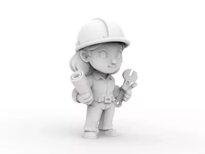 Cartoon Mechanic Girl 3D Printable 3D print model purchase