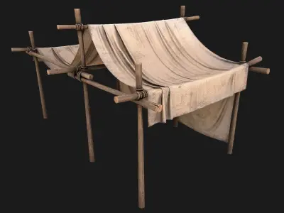 Market Stall Medieval Tent Cotton Low-poly 3D model