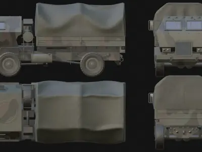Military 4x4 Light Supply Truck Low-poly 3D model
