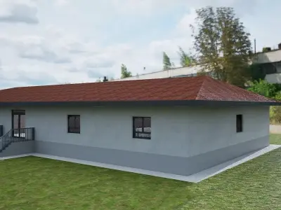 Military Base  Officers Barracks Headquarters Accommodation Low-poly 3D model